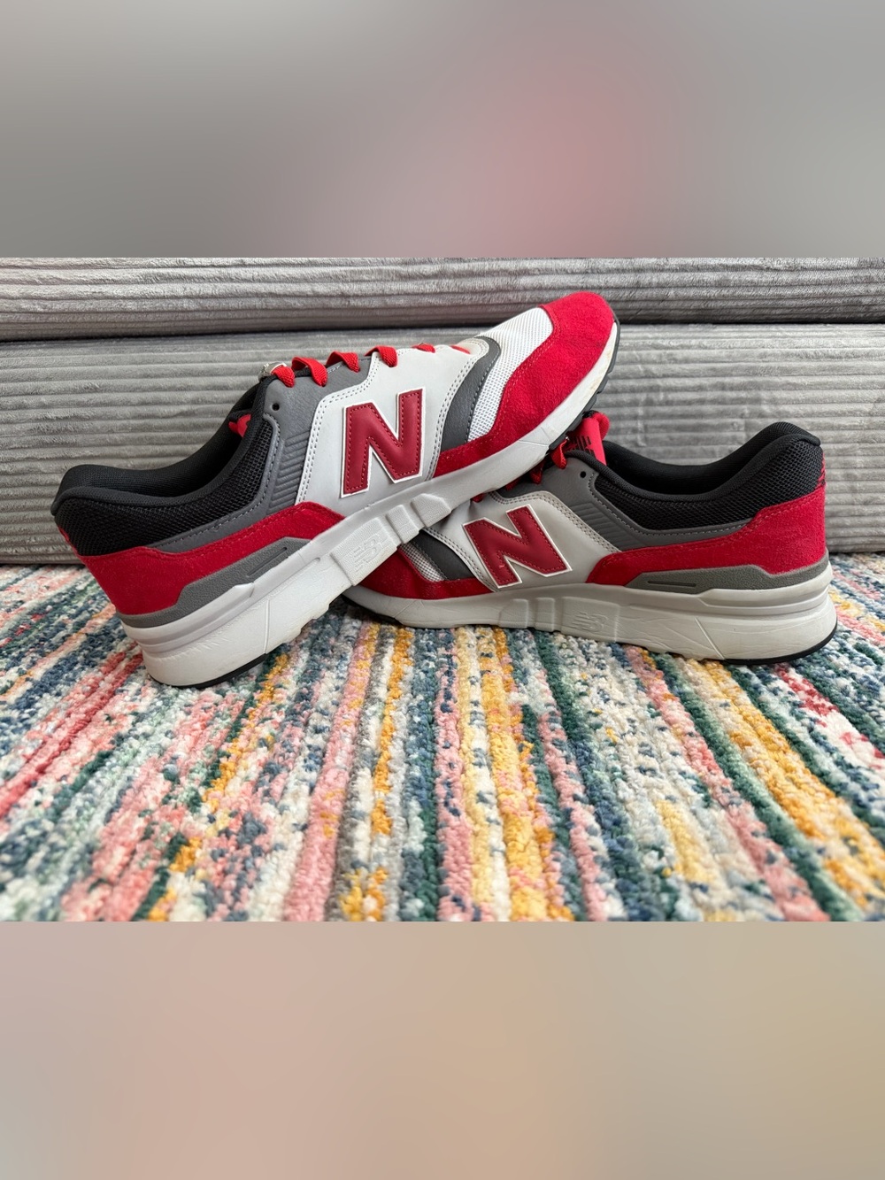 New Balance Red, Gray & White Men's Sneakers